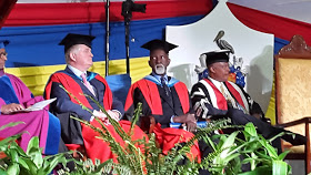 Denis O'Brien with fellow honouree Jamaica's Poet Laureate Mervyn Morris