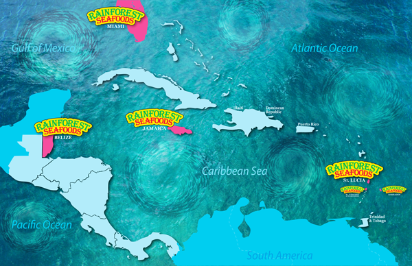 Rainforest Seafoods Export Map
